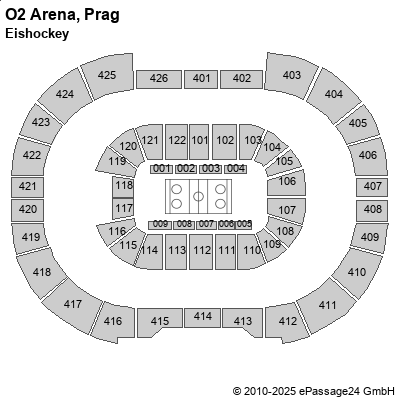 Saalplan O2 Arena, Prag, Tschechien , Eishockey