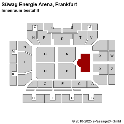 Saalplan Süwag Energie Arena, Frankfurt, Deutschland, Innenraum bestuhlt 