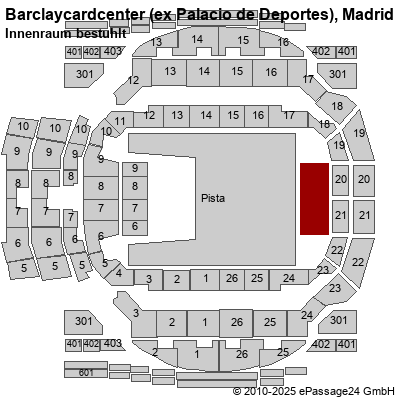 Saalplan Barclaycardcenter (ex Palacio de Deportes), Madrid, Spanien, Innenraum bestuhlt
