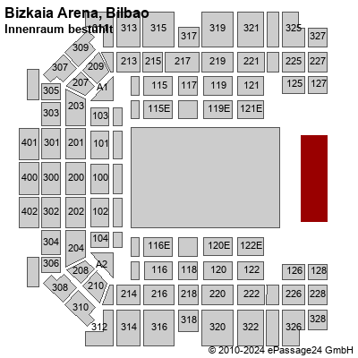Saalplan Bizkaia Arena, Bilbao, Spanien, Innenraum bestuhlt