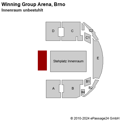 Saalplan Winning Group Arena, Brno, Tschechien , Innenraum unbestuhlt