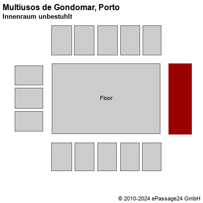 Saalplan Multiusos de Gondomar, Porto, Portugal, Innenraum unbestuhlt