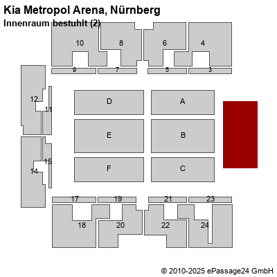 Saalplan Kia Metropol Arena, Nürnberg, Deutschland, Innenraum bestuhlt (2)