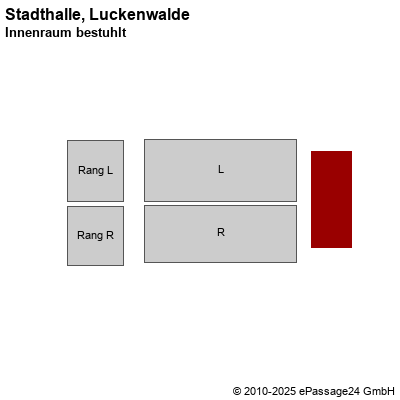 Saalplan Stadthalle, Luckenwalde, Deutschland, Innenraum bestuhlt