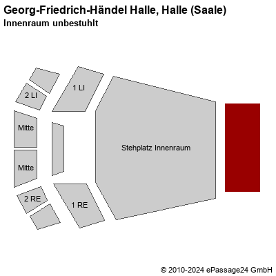 Saalplan Georg-Friedrich-Händel Halle, Halle (Saale), Deutschland, Innenraum unbestuhlt