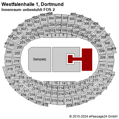 Saalplan Westfalenhalle 1, Dortmund, Deutschland, Innenraum unbestuhlt FOS 2