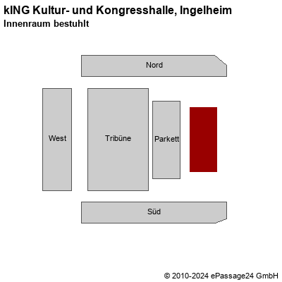 Saalplan kING Kultur- und Kongresshalle, Ingelheim, Deutschland, Innenraum bestuhlt