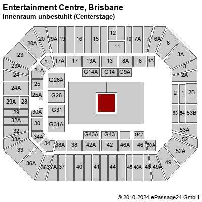 Saalplan Entertainment Centre, Brisbane, Australien, Innenraum unbestuhlt (Centerstage)
