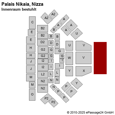 Saalplan Palais Nikaia, Nizza, Frankreich, Innenraum bestuhlt