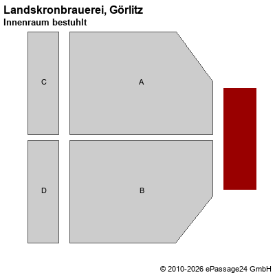 Saalplan Landskronbrauerei, G&ouml;rlitz, Deutschland, Innenraum bestuhlt