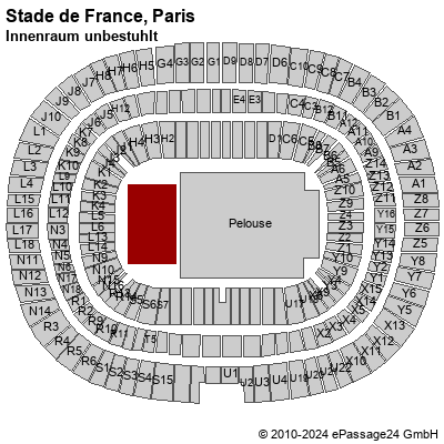 Saalplan Stade de France, Paris, Frankreich, Innenraum unbestuhlt