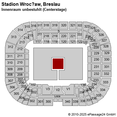 Saalplan Stadion Wrocław, Breslau, Polen, Innenraum unbestuhlt (Centerstage)