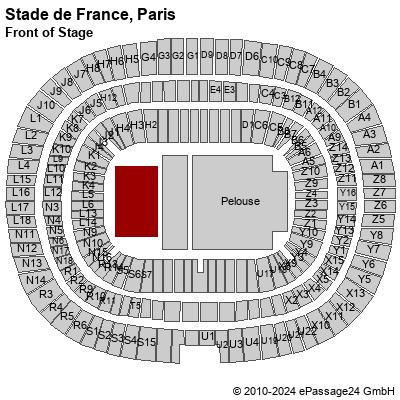 Saalplan Stade de France, Paris, Frankreich, Front of Stage