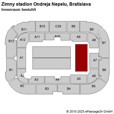 Saalplan Zimny stadion Ondreja Nepelu, Bratislava, Slowakei, Innenraum bestuhlt