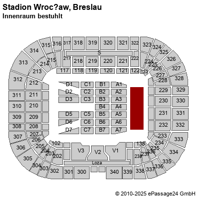 Saalplan Stadion Wrocław, Breslau, Polen, Innenraum bestuhlt