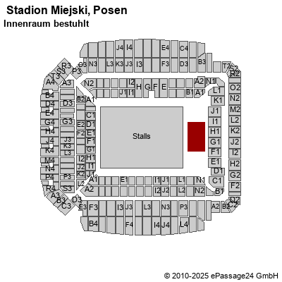 Saalplan  Stadion Miejski, Posen, Polen, Innenraum bestuhlt