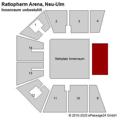 Saalplan Ratiopharm Arena, Neu-Ulm, Deutschland, Innenraum unbestuhlt