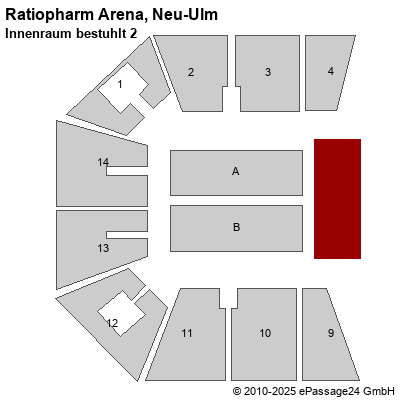 Saalplan Ratiopharm Arena, Neu-Ulm, Deutschland, Innenraum bestuhlt 2