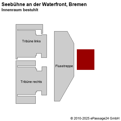 Saalplan Seebühne an der Waterfront, Bremen, Deutschland, Innenraum bestuhlt