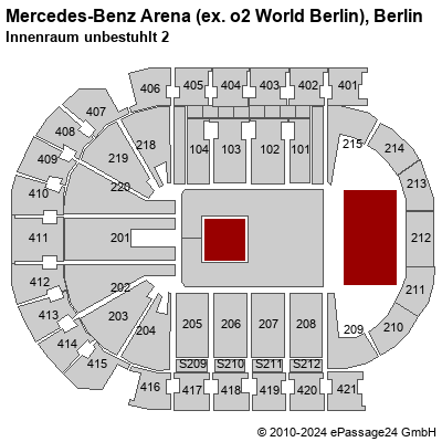 Saalplan Mercedes-Benz Arena (ex. o2 World Berlin), Berlin, Deutschland, Innenraum unbestuhlt 2