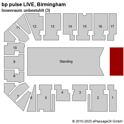 Saalplan bp pulse LIVE, Birmingham, Großbritannien, Innenraum unbestuhlt (3)
