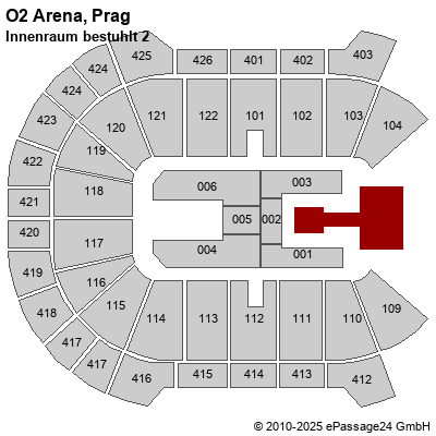 Saalplan O2 Arena, Prag, Tschechien , Innenraum bestuhlt 2