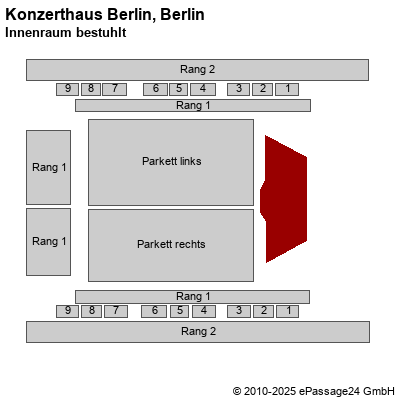 Saalplan Konzerthaus Berlin, Berlin, Deutschland, Innenraum bestuhlt