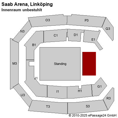 Saalplan Saab Arena, Linköping, Schweden, Innenraum unbestuhlt
