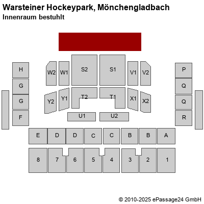 Saalplan Warsteiner Hockeypark, Mönchengladbach, Deutschland, Innenraum bestuhlt