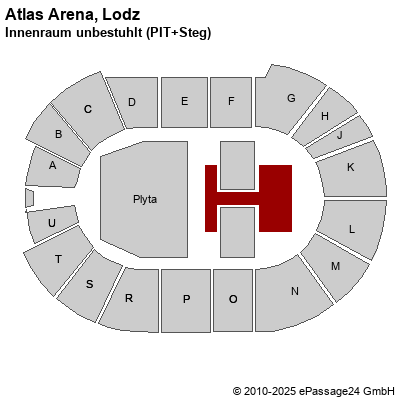 Saalplan Atlas Arena, Lodz, Polen, Innenraum unbestuhlt (PIT+Steg)