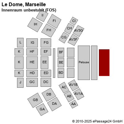 Saalplan Le Dome, Marseille, Frankreich, Innenraum unbestuhlt (FOS)