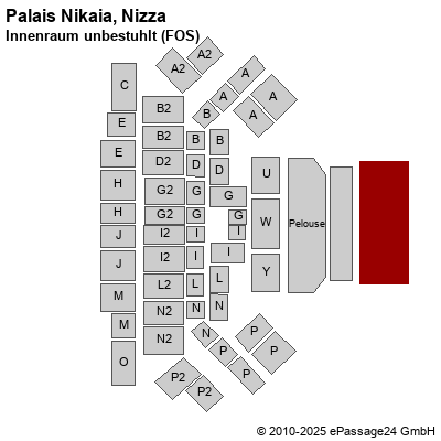 Saalplan Palais Nikaia, Nizza, Frankreich, Innenraum unbestuhlt (FOS)
