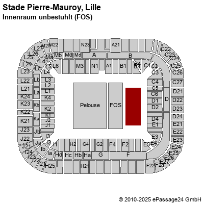 Saalplan Stade Pierre-Mauroy, Lille, Frankreich, Innenraum unbestuhlt (FOS)