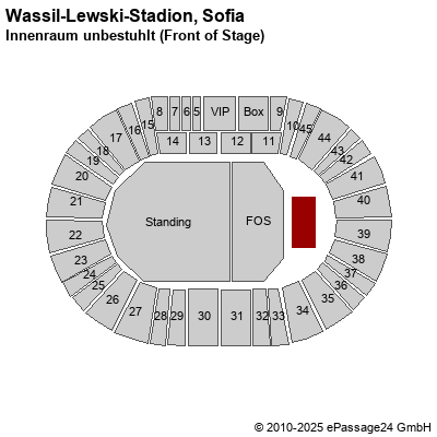 Saalplan Wassil-Lewski-Stadion, Sofia, Bulgarien, Innenraum unbestuhlt (Front of Stage)