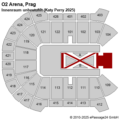 Saalplan O2 Arena, Prag, Tschechien , Innenraum unbestuhlt (Katy Perry 2025)