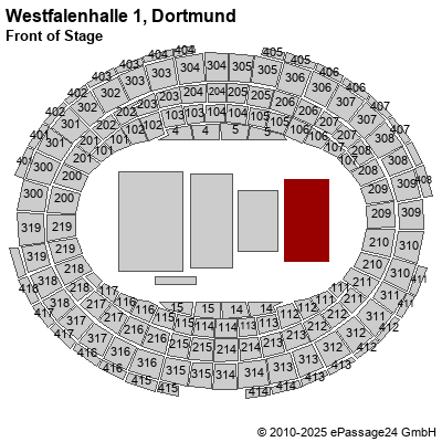 Saalplan Westfalenhalle 1, Dortmund, Deutschland, Front of Stage