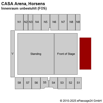 Saalplan CASA Arena, Horsens, Dänemark, Innenraum unbestuhlt (FOS)