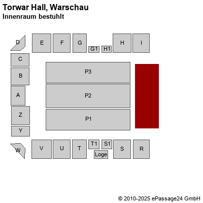 Saalplan Torwar Hall, Warschau, Polen, Innenraum bestuhlt