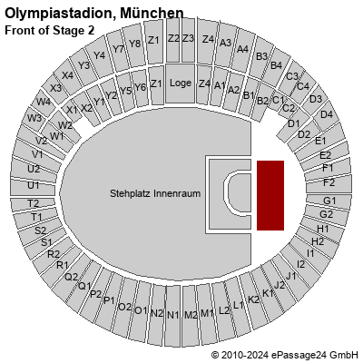 Saalplan Olympiastadion, München, Deutschland, Front of Stage 2