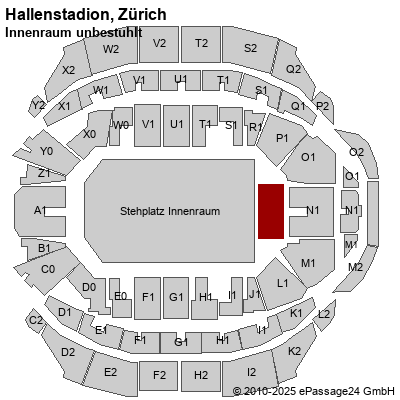 Saalplan Hallenstadion, Zürich, Schweiz, Innenraum unbestuhlt