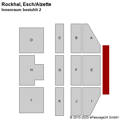 Saalplan Rockhal, Esch/Alzette, Luxembourg, Innenraum bestuhlt 2