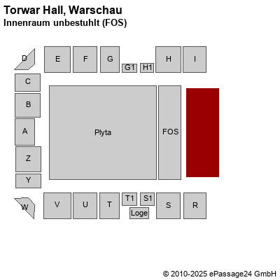 Saalplan Torwar Hall, Warschau, Polen, Innenraum unbestuhlt (FOS)