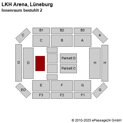 Saalplan LKH Arena, Lüneburg, Deutschland, Innenraum bestuhlt 2