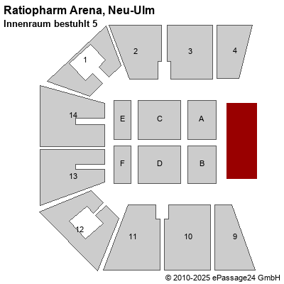 Saalplan Ratiopharm Arena, Neu-Ulm, Deutschland, Innenraum bestuhlt 5