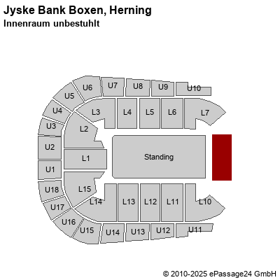 Saalplan Jyske Bank Boxen, Herning, Dänemark, Innenraum unbestuhlt