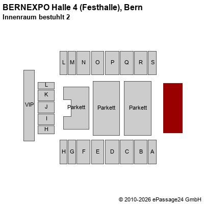 Saalplan BERNEXPO Halle 4 (Festhalle), Bern, Schweiz, Innenraum bestuhlt 2