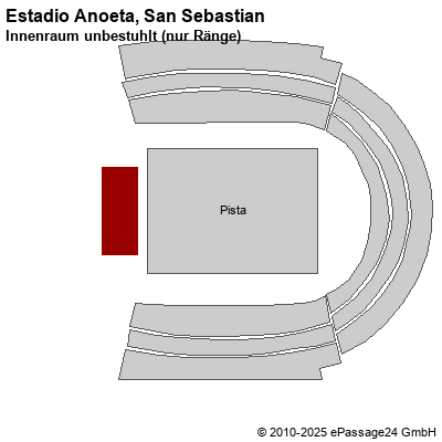 Saalplan Estadio Anoeta, San Sebastian, Spanien, Innenraum unbestuhlt (nur Ränge)