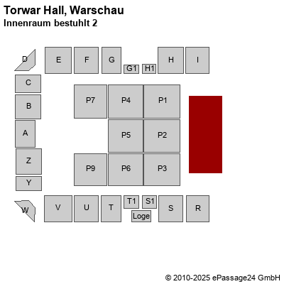 Saalplan Torwar Hall, Warschau, Polen, Innenraum bestuhlt 2