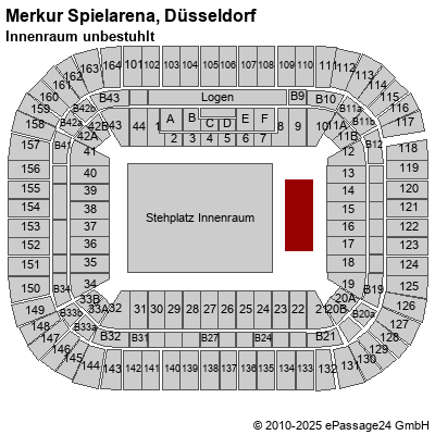 Saalplan ESPRIT arena, Düsseldorf, Deutschland, Innenraum unbestuhlt