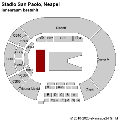 Saalplan Stadio San Paolo, Neapel, Italien, Innenraum bestuhlt